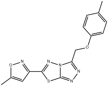 6-(5-methyl-3-isoxazolyl)-3-[(4-methylphenoxy)methyl][1,2,4]triazolo[3,4-b][1,3,4]thiadiazole Struktur