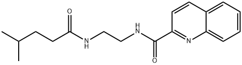 N-{2-[(4-methylpentanoyl)amino]ethyl}-2-quinolinecarboxamide Struktur