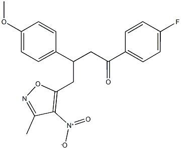 1-(4-fluorophenyl)-4-{4-nitro-3-methyl-5-isoxazolyl}-3-(4-methoxyphenyl)-1-butanone Struktur