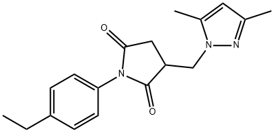 3-[(3,5-dimethyl-1H-pyrazol-1-yl)methyl]-1-(4-ethylphenyl)-2,5-pyrrolidinedione Struktur