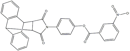 4-(16,18-dioxo-17-azapentacyclo[6.6.5.0~2,7~.0~9,14~.0~15,19~]nonadeca-2,4,6,9,11,13-hexaen-17-yl)phenyl 3-nitrobenzoate Struktur