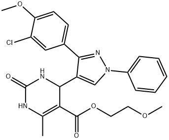 2-methoxyethyl 4-[3-(3-chloro-4-methoxyphenyl)-1-phenyl-1H-pyrazol-4-yl]-6-methyl-2-oxo-1,2,3,4-tetrahydropyrimidine-5-carboxylate Struktur