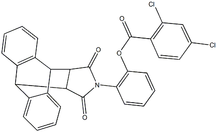 2-(16,18-dioxo-17-azapentacyclo[6.6.5.0~2,7~.0~9,14~.0~15,19~]nonadeca-2,4,6,9,11,13-hexaen-17-yl)phenyl 2,4-dichlorobenzoate Struktur