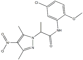 N-(5-chloro-2-methoxyphenyl)-2-{4-nitro-3,5-dimethyl-1H-pyrazol-1-yl}propanamide Struktur