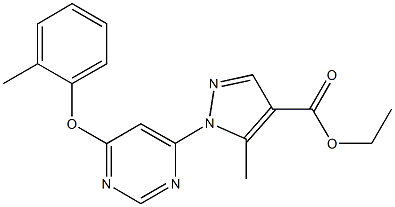 ethyl5-methyl-1-[6-(2-methylphenoxy)-4-pyrimidinyl]-1H-pyrazole-4-carboxylate Struktur