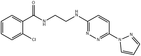 2-chloro-N-(2-{[6-(1H-pyrazol-1-yl)-3-pyridazinyl]amino}ethyl)benzamide Struktur