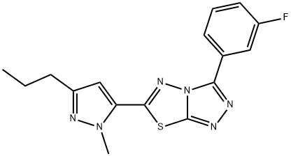 3-(3-fluorophenyl)-6-(1-methyl-3-propyl-1H-pyrazol-5-yl)[1,2,4]triazolo[3,4-b][1,3,4]thiadiazole Struktur