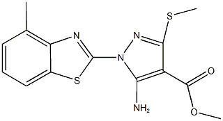 methyl 5-amino-1-(4-methyl-1,3-benzothiazol-2-yl)-3-(methylsulfanyl)-1H-pyrazole-4-carboxylate Struktur