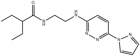 2-ethyl-N-(2-{[6-(1H-pyrazol-1-yl)-3-pyridazinyl]amino}ethyl)butanamide Struktur