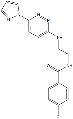 4-chloro-N-(2-{[6-(1H-pyrazol-1-yl)-3-pyridazinyl]amino}ethyl)benzamide Struktur