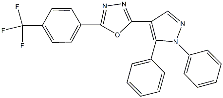 2-(1,5-diphenyl-1H-pyrazol-4-yl)-5-[4-(trifluoromethyl)phenyl]-1,3,4-oxadiazole Struktur