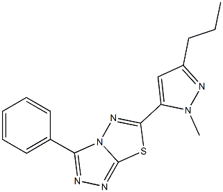 6-(1-methyl-3-propyl-1H-pyrazol-5-yl)-3-phenyl[1,2,4]triazolo[3,4-b][1,3,4]thiadiazole Struktur