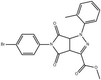 methyl 5-(4-bromophenyl)-1-(2-methylphenyl)-4,6-dioxo-1,3a,4,5,6,6a-hexahydropyrrolo[3,4-c]pyrazole-3-carboxylate Struktur