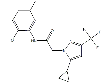 2-[5-cyclopropyl-3-(trifluoromethyl)-1H-pyrazol-1-yl]-N-(2-methoxy-5-methylphenyl)acetamide Struktur