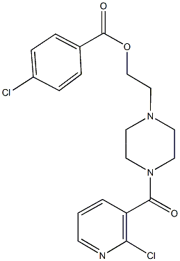 2-{4-[(2-chloro-3-pyridinyl)carbonyl]-1-piperazinyl}ethyl 4-chlorobenzoate Struktur