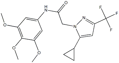 2-[5-cyclopropyl-3-(trifluoromethyl)-1H-pyrazol-1-yl]-N-(3,4,5-trimethoxyphenyl)acetamide Struktur