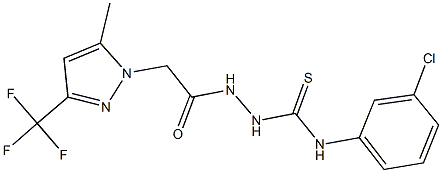 N-(3-chlorophenyl)-2-{[5-methyl-3-(trifluoromethyl)-1H-pyrazol-1-yl]acetyl}hydrazinecarbothioamide Struktur