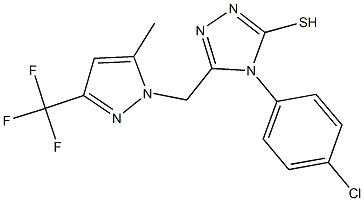 4-(4-chlorophenyl)-5-{[5-methyl-3-(trifluoromethyl)-1H-pyrazol-1-yl]methyl}-4H-1,2,4-triazol-3-yl hydrosulfide Struktur