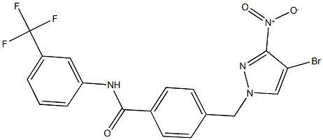 4-({4-bromo-3-nitro-1H-pyrazol-1-yl}methyl)-N-[3-(trifluoromethyl)phenyl]benzamide Struktur