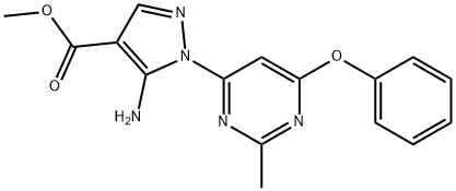 methyl 5-amino-1-(2-methyl-6-phenoxy-4-pyrimidinyl)-1H-pyrazole-4-carboxylate Struktur