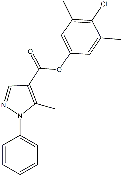 4-chloro-3,5-dimethylphenyl 5-methyl-1-phenyl-1H-pyrazole-4-carboxylate Struktur