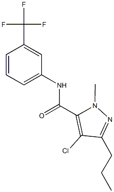 4-chloro-1-methyl-3-propyl-N-[3-(trifluoromethyl)phenyl]-1H-pyrazole-5-carboxamide Struktur