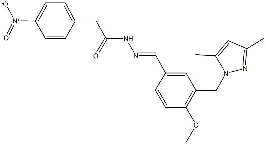 N'-{3-[(3,5-dimethyl-1H-pyrazol-1-yl)methyl]-4-methoxybenzylidene}-2-{4-nitrophenyl}acetohydrazide Struktur