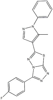 3-(4-fluorophenyl)-6-(5-methyl-1-phenyl-1H-pyrazol-4-yl)[1,2,4]triazolo[3,4-b][1,3,4]thiadiazole Struktur