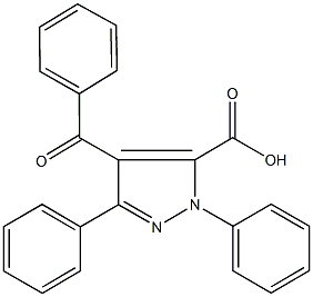 4-benzoyl-1,3-diphenyl-1H-pyrazole-5-carboxylic acid Struktur