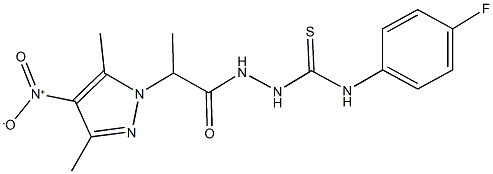 N-(4-fluorophenyl)-2-(2-{4-nitro-3,5-dimethyl-1H-pyrazol-1-yl}propanoyl)hydrazinecarbothioamide Struktur