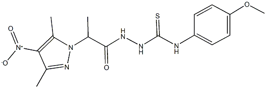 2-(2-{4-nitro-3,5-dimethyl-1H-pyrazol-1-yl}propanoyl)-N-(4-methoxyphenyl)hydrazinecarbothioamide Struktur