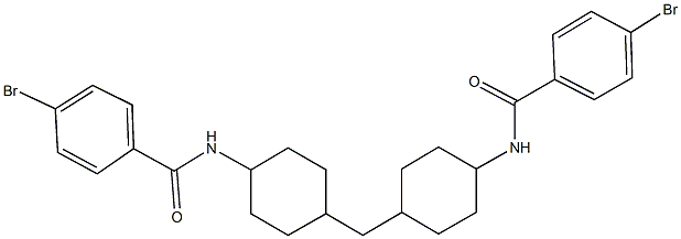 4-bromo-N-[4-({4-[(4-bromobenzoyl)amino]cyclohexyl}methyl)cyclohexyl]benzamide Struktur