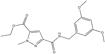 ethyl 3-{[(3,5-dimethoxybenzyl)amino]carbonyl}-1-methyl-1H-pyrazole-5-carboxylate Struktur