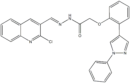 N'-[(2-chloro-3-quinolinyl)methylene]-2-[2-(1-phenyl-1H-pyrazol-4-yl)phenoxy]acetohydrazide Struktur