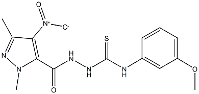 2-({4-nitro-1,3-dimethyl-1H-pyrazol-5-yl}carbonyl)-N-(3-methoxyphenyl)hydrazinecarbothioamide Struktur