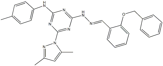 2-(benzyloxy)benzaldehyde [4-(3,5-dimethyl-1H-pyrazol-1-yl)-6-(4-toluidino)-1,3,5-triazin-2-yl]hydrazone Struktur