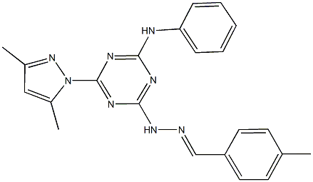 4-methylbenzaldehyde [4-anilino-6-(3,5-dimethyl-1H-pyrazol-1-yl)-1,3,5-triazin-2-yl]hydrazone Struktur