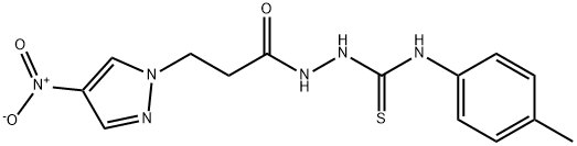 2-(3-{4-nitro-1H-pyrazol-1-yl}propanoyl)-N-(4-methylphenyl)hydrazinecarbothioamide Struktur