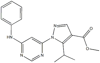 methyl 1-(6-anilino-4-pyrimidinyl)-5-isopropyl-1H-pyrazole-4-carboxylate Struktur