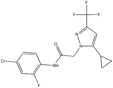 N-(4-chloro-2-fluorophenyl)-2-[5-cyclopropyl-3-(trifluoromethyl)-1H-pyrazol-1-yl]acetamide Struktur