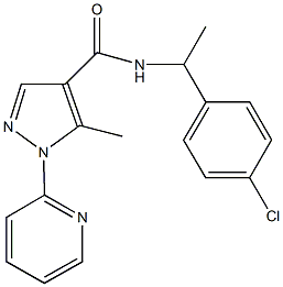 N-[1-(4-chlorophenyl)ethyl]-5-methyl-1-(2-pyridinyl)-1H-pyrazole-4-carboxamide Struktur