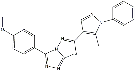 methyl 4-[6-(5-methyl-1-phenyl-1H-pyrazol-4-yl)[1,2,4]triazolo[3,4-b][1,3,4]thiadiazol-3-yl]phenyl ether Struktur