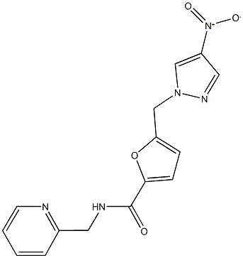 5-({4-nitro-1H-pyrazol-1-yl}methyl)-N-(2-pyridinylmethyl)-2-furamide Struktur