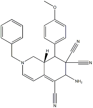 6-amino-2-benzyl-8-(4-methoxyphenyl)-2,6,8,8a-tetrahydro-5,7,7(1H)-isoquinolinetricarbonitrile Struktur