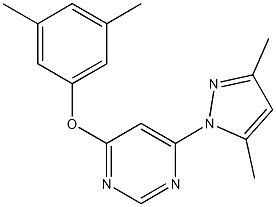 4-(3,5-dimethylphenoxy)-6-(3,5-dimethyl-1H-pyrazol-1-yl)pyrimidine Struktur