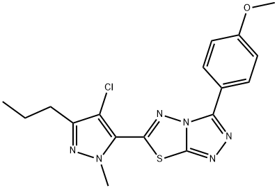 4-[6-(4-chloro-1-methyl-3-propyl-1H-pyrazol-5-yl)[1,2,4]triazolo[3,4-b][1,3,4]thiadiazol-3-yl]phenyl methyl ether Struktur