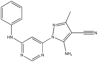 5-amino-1-(6-anilino-4-pyrimidinyl)-3-methyl-1H-pyrazole-4-carbonitrile Struktur