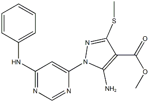 methyl 5-amino-1-(6-anilino-4-pyrimidinyl)-3-(methylsulfanyl)-1H-pyrazole-4-carboxylate Struktur