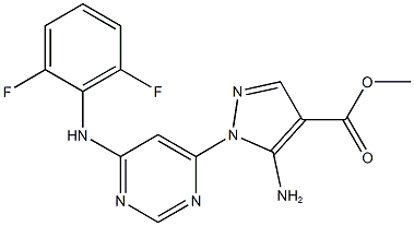 methyl 5-amino-1-[6-(2,6-difluoroanilino)-4-pyrimidinyl]-1H-pyrazole-4-carboxylate Struktur