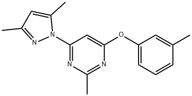 6-(3,5-dimethyl-1H-pyrazol-1-yl)-2-methyl-4-pyrimidinyl 3-methylphenyl ether Struktur